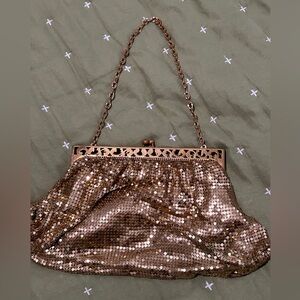 Whiting and Davis Gold mesh metal purse handbag vintage